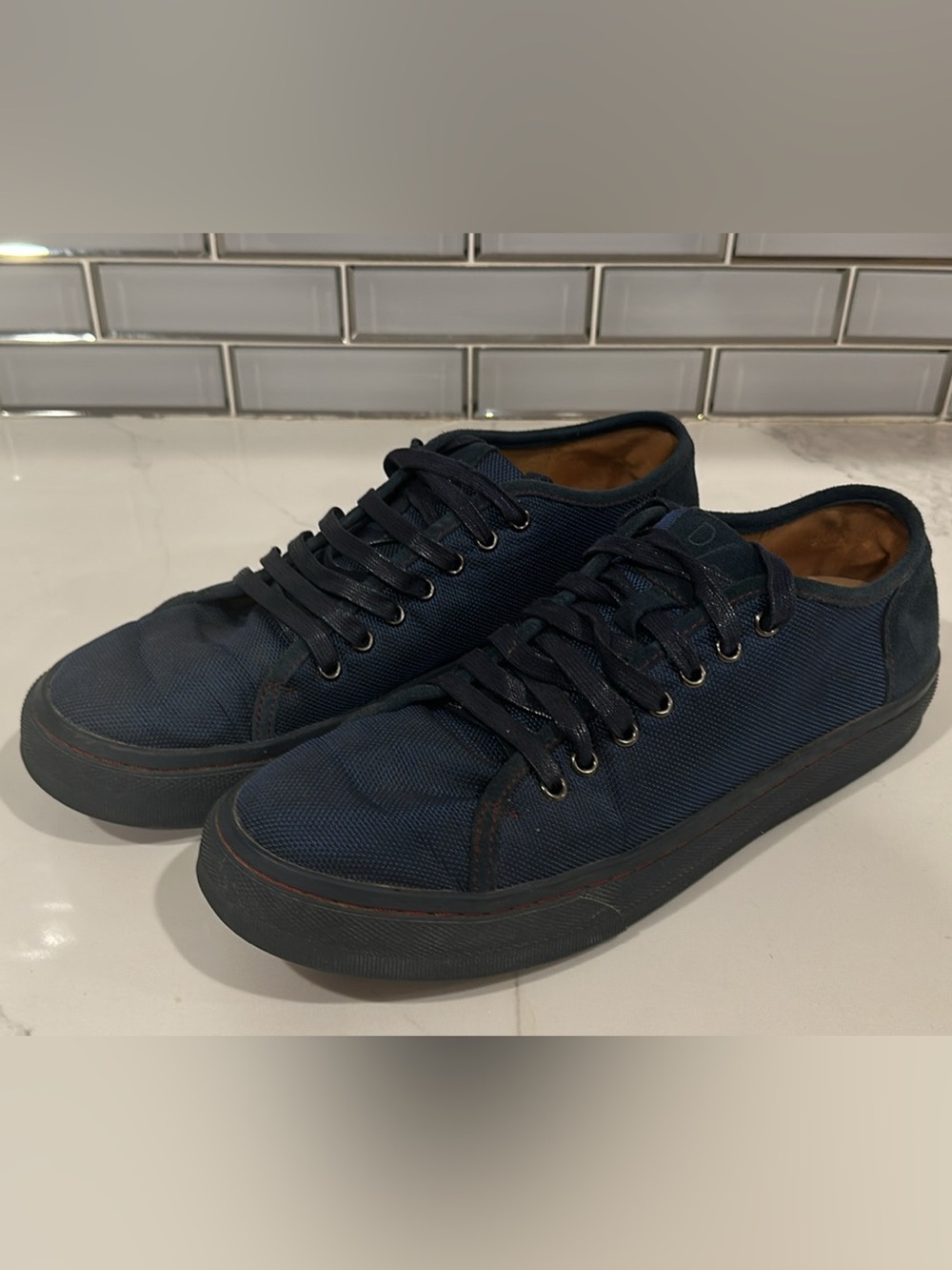 Donald J. Pliner Men's Navy Canvas Low-Top Sneakers